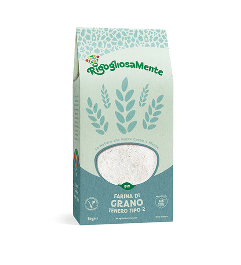 Farina di grano tenero tipo 2 biologica 1kg - Rigogliosamente